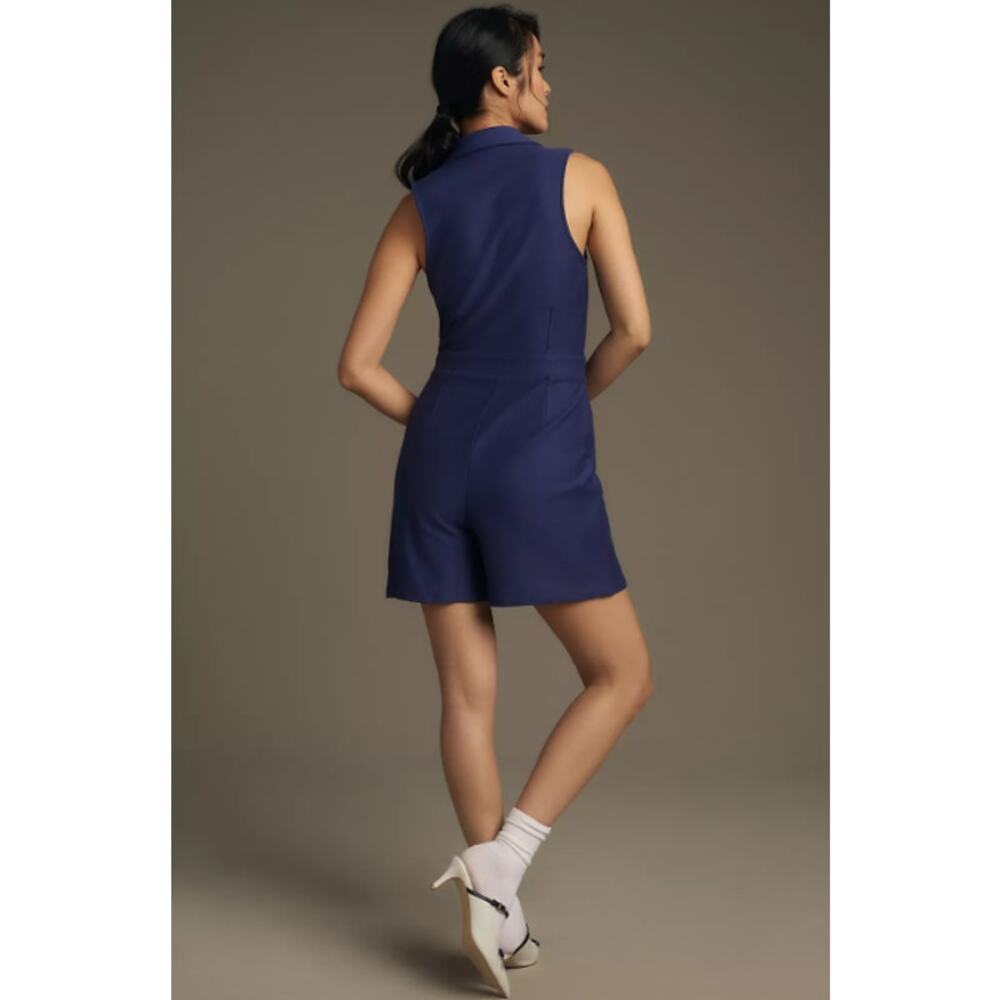 Anthropologie MAEVE Knit Cotton Blazer Romper in Sapphire Blue Size 10 NWT $138 - Picture 3 of 6